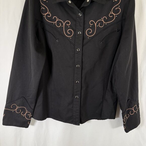 Scully Western Shirt Women's XXL Black Pearl Snap Long Sleeve Embroidered - Picture 3 of 11